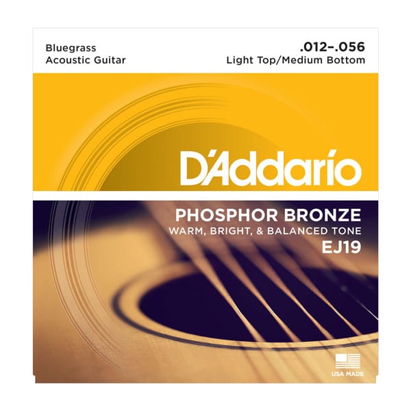 D'Addario EJ19 Phosphor Bronze Acoustic Guitar Strings, Bluegrass, 12-56