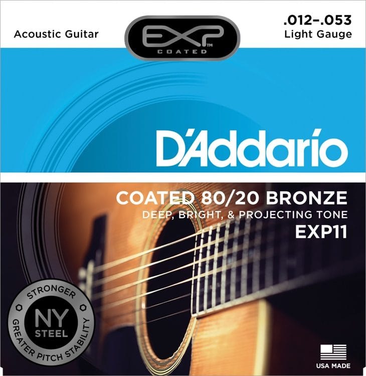 Product Image of D’Addario EXP16 Coated Phosphor Bronze Acoustic Guitar Strings, Light, (12-53)