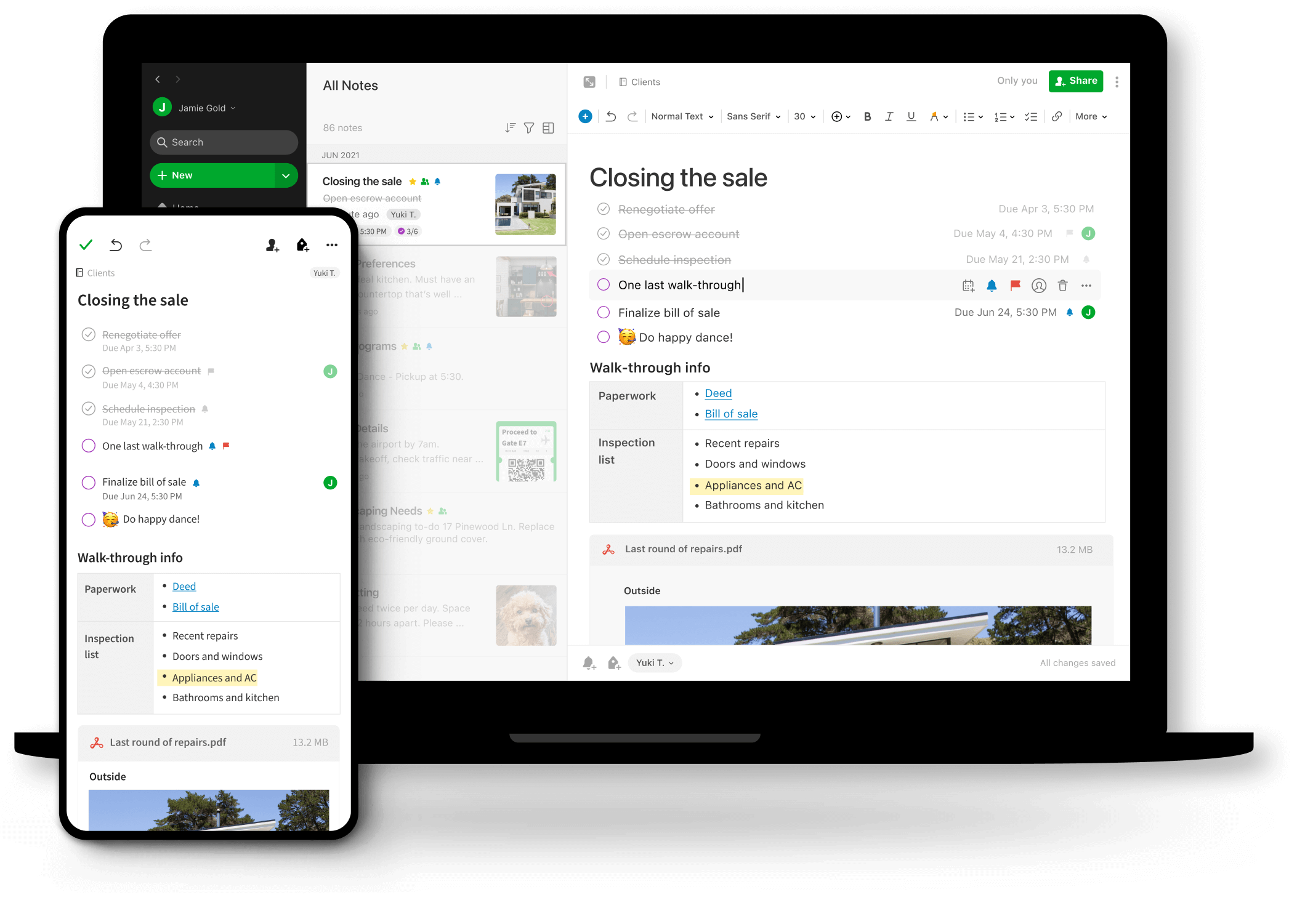 Evernote app and laptop for use as a music journal